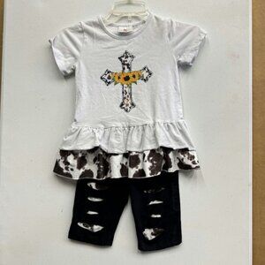 Ruffle Girl Cow Print Outfit Girl's 3XL (8)